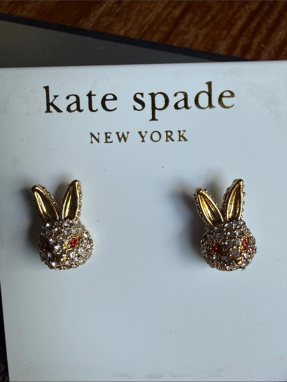 kate spade Gold Bunny Crystal Stud Earrings for Kids